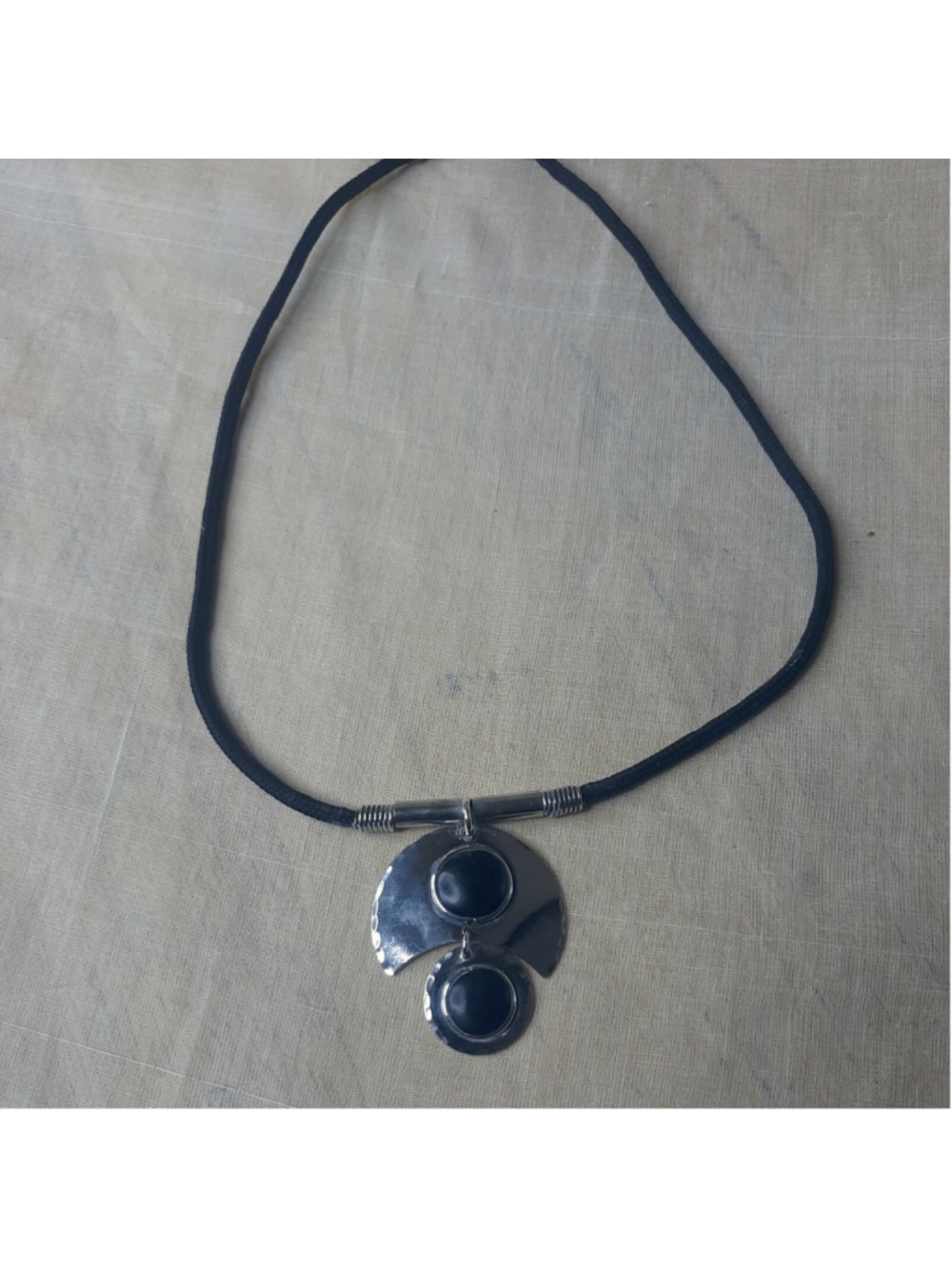 Vintage downward crescent moon horn necklace, 1960's